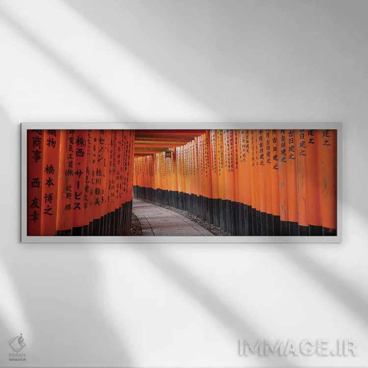 تابلو Kyoto, Japan,دروازههای قرمز توری در معبد فوشیمی ایناری تایشا، کیوتو، ژاپن اثر یان بکه - نمای قابدار سفید