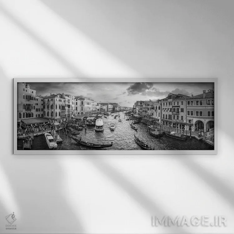 تابلو Venice, Italy,نمای پانورامی کانال بزرگ ونیز در غروب آفتاب، ایتالیا اثر یان بکه - نمای قابدار سفید