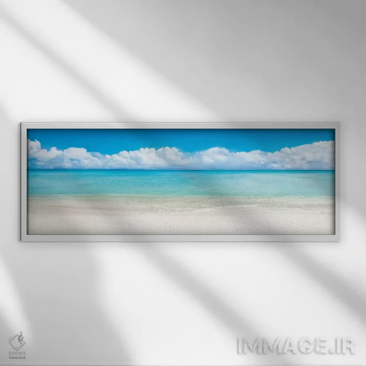 تابلو Bora Bora, French Polynesia,پانورامای ساحل، بورا بورا، پلینزی فرانسه اثر یان بکه - نمای قابدار سفید