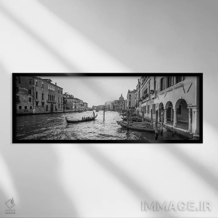 تابلو Italy,گشت قایق گوندولا در کنار کانال بزرگ ونیز، ایتالیا اثر یان بکه - نمای قابدار مشکی