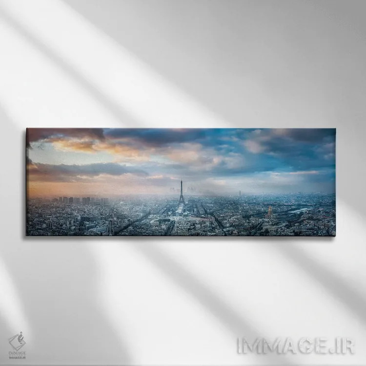 تابلو نمای هوایی از پاریس در زمستان اثر یان بکه - نمای روبهرو روی دیوار
