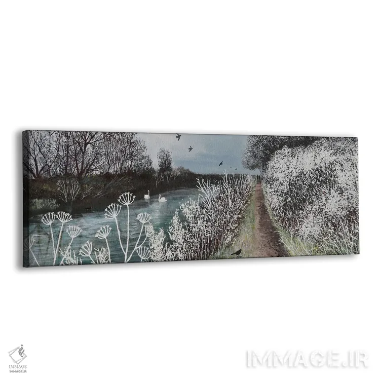 تابلو مسیر کناری رود در زمستان اثر جو گراندی - نمای پرسپکتیو محصول
