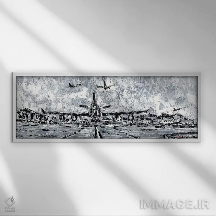 تابلو یورش طوفان اثر یواخیم مکمیلان - نمای قابدار سفید