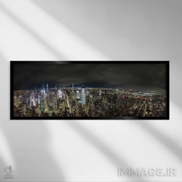 تابلو نمای آسمانخراشهای نیویورک اثر اندرز یورولف - نمای قابدار مشکی