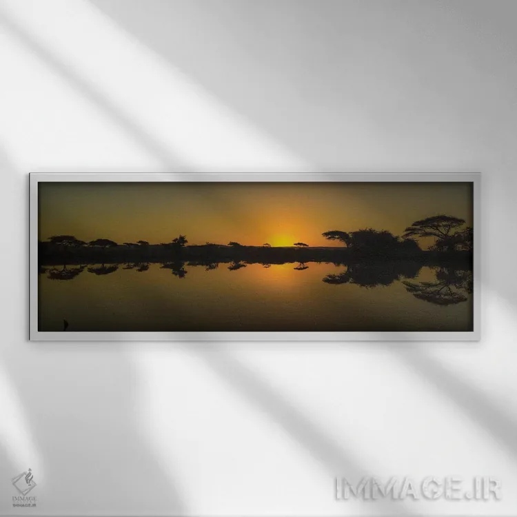 تابلو غروب آفریقا اثر اندرز یورولف - نمای قابدار سفید