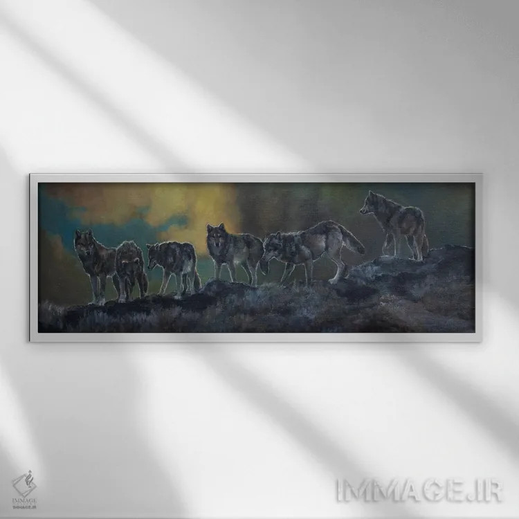 تابلو گلهٔ لبهٔ خطالرأس اثر یان پرلی - نمای قابدار سفید