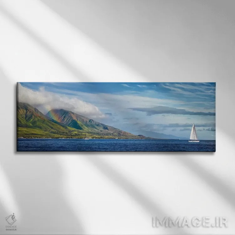 تابلو کتاماران هاوایی (قایق دو بدنه) اثر عکاسی جاناتان راس - نمای روبهرو روی دیوار