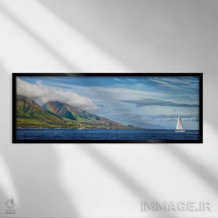 تابلو کتاماران هاوایی (قایق دو بدنه) اثر عکاسی جاناتان راس - نمای قابدار مشکی