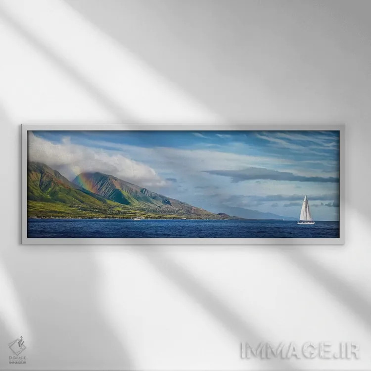 تابلو کتاماران هاوایی (قایق دو بدنه) اثر عکاسی جاناتان راس - نمای قابدار سفید