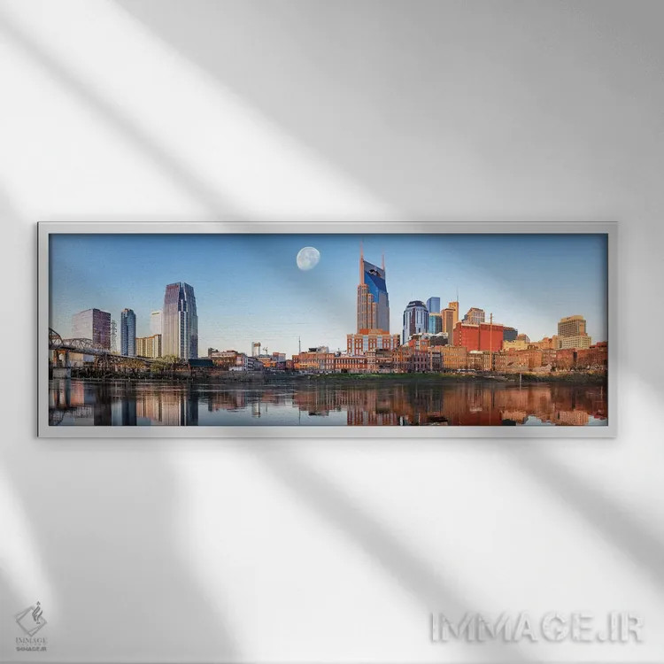 تابلو پانورامای سپیدهدم نشویل اثر عکاسی جاناتان راس - نمای قابدار سفید