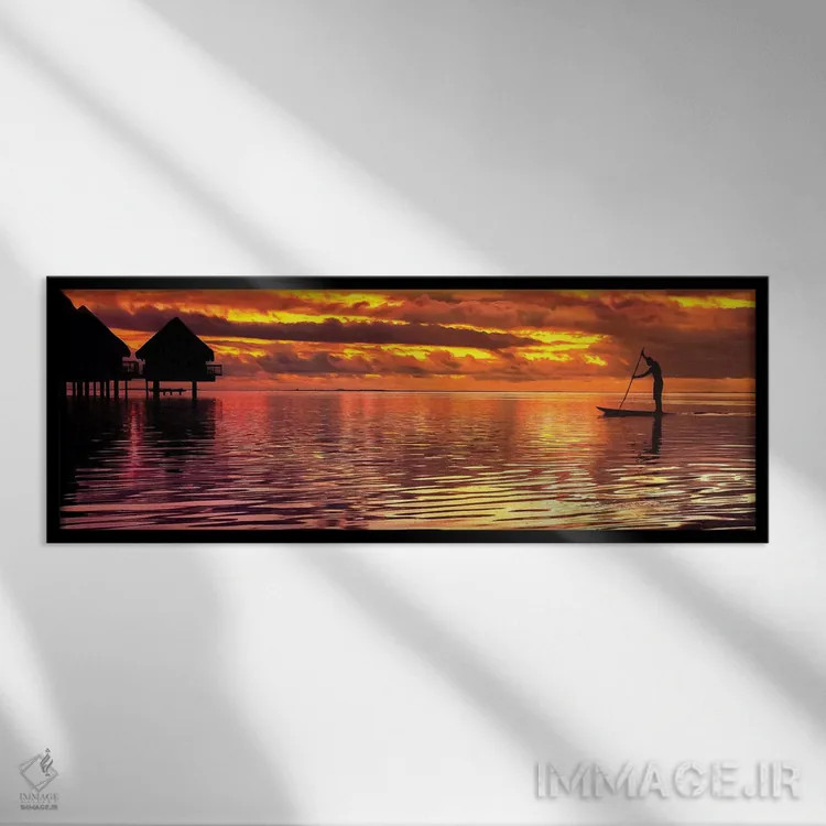 تابلو پارو زدن به سوی غروب اثر عکاسی جاناتان راس - نمای قابدار مشکی