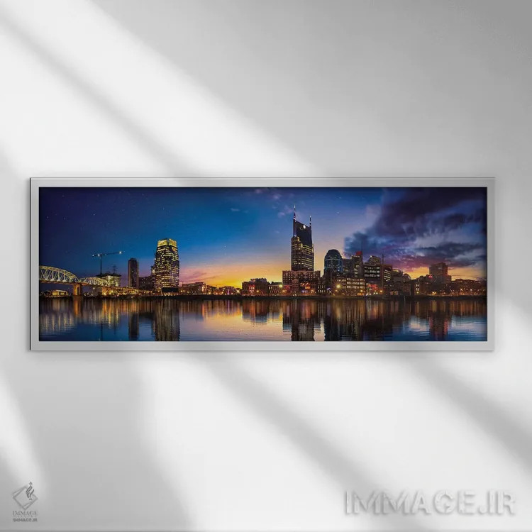 تابلو شب بر نشویل مینشیند اثر عکاسی جاناتان راس - نمای قابدار سفید