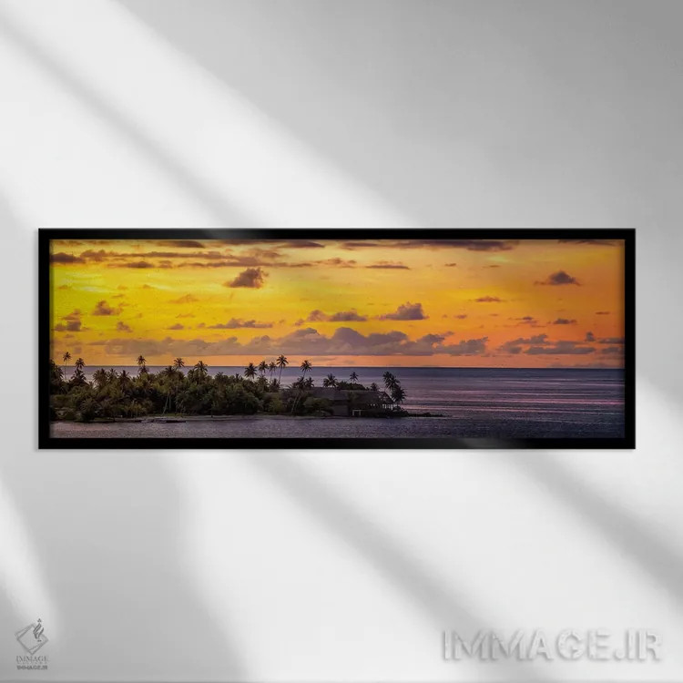 تابلو غروب آفتاب در اقیانوس آرام جنوبی اثر عکاسی جاناتان راس - نمای قابدار مشکی