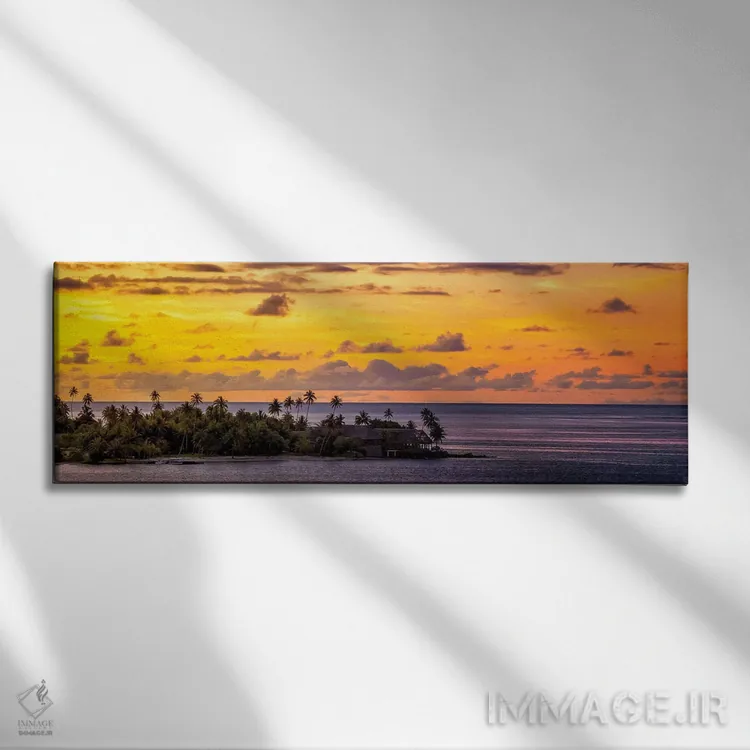تابلو غروب آفتاب در اقیانوس آرام جنوبی اثر عکاسی جاناتان راس - نمای روبهرو روی دیوار