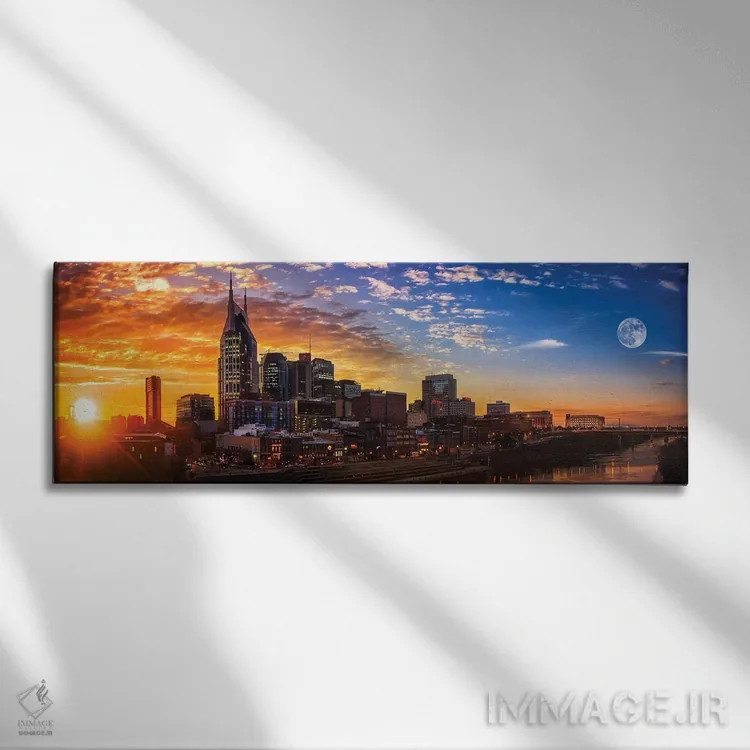 تابلو غروب در شهر موسیقی (منظور نشویل) اثر عکاسی جاناتان راس - نمای روبهرو روی دیوار