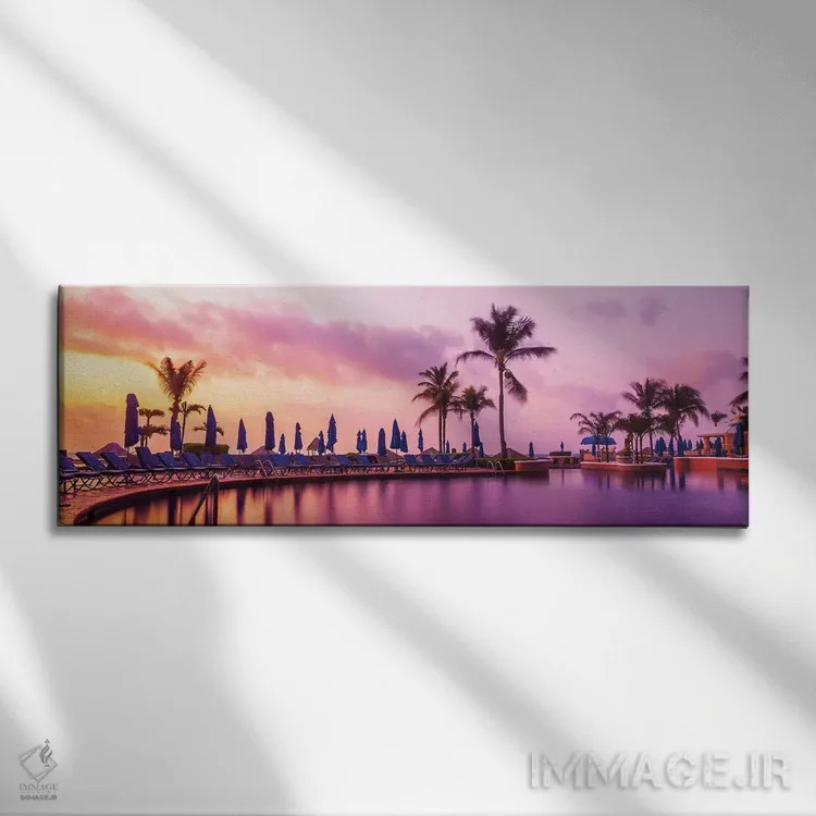 تابلو طلوع خورشید کنار استخر اثر عکاسی جاناتان راس - نمای روبهرو روی دیوار