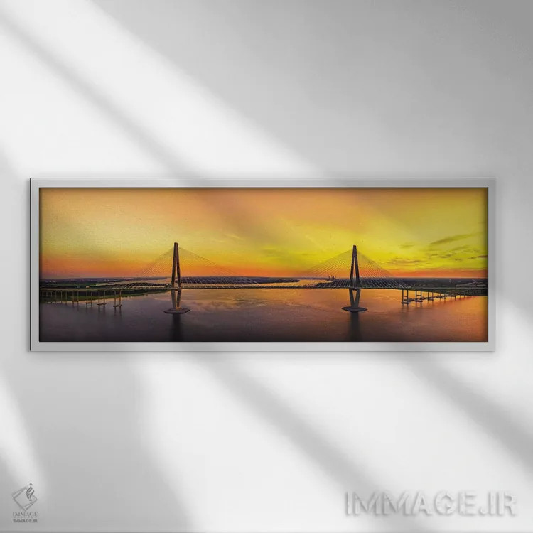 تابلو پل زدن بر فراز بندرگاه اثر عکاسی جاناتان راس - نمای قابدار سفید