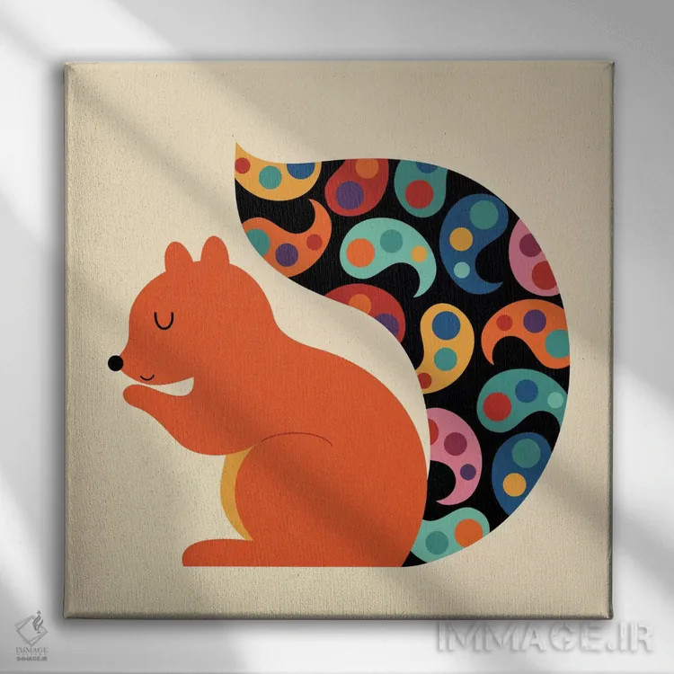 تابلو سنجاب پِیزلی (طرح گلدار) اثر اندی وستفِیس - نمای روبهرو روی دیوار