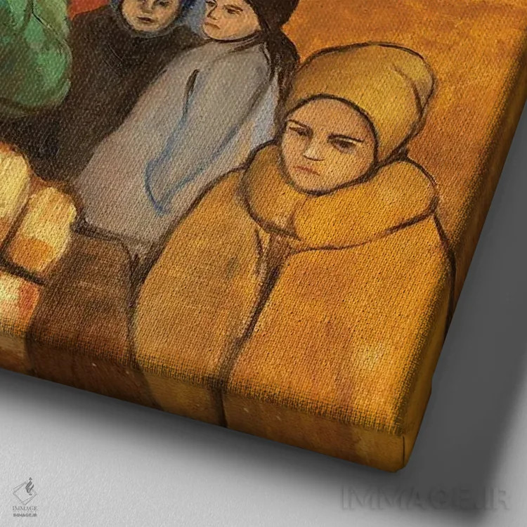 تابلو بازی گرسنگی (ارجاع به رمان/فیلم) اثر الکساندر واشاکمدزه - نمای نزدیک بافت بوم