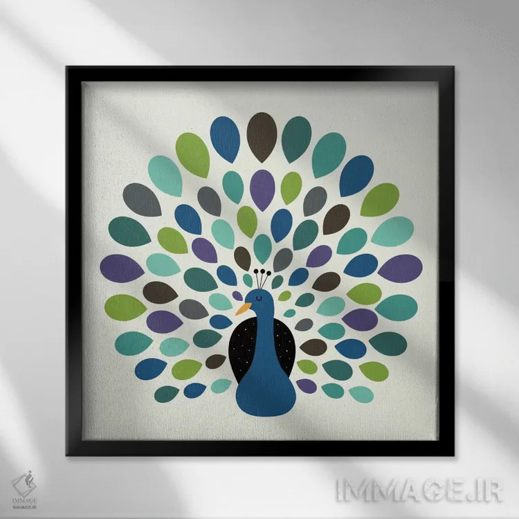 تابلو زمان طاووس اثر اندی وستفِیس - نمای قابدار مشکی