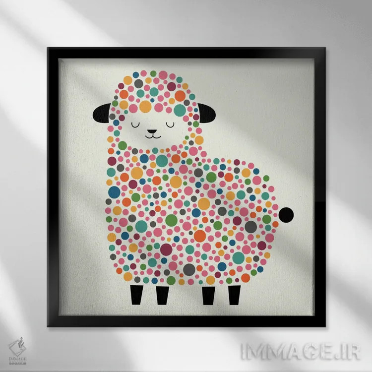 تابلو گوسفند حبابی اثر اندی وستفِیس - نمای قابدار مشکی