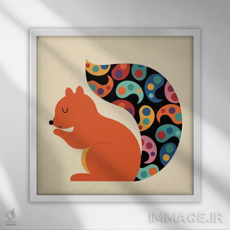 تابلو سنجاب پِیزلی (طرح گلدار) اثر اندی وستفِیس - نمای قابدار سفید