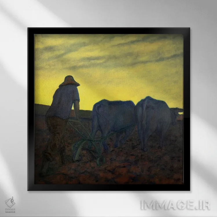 تابلو کارگر فریبخورده اثر الکساندر واشاکمدزه - نمای قابدار مشکی