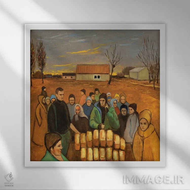 تابلو بازی گرسنگی (ارجاع به رمان/فیلم) اثر الکساندر واشاکمدزه - نمای قابدار سفید