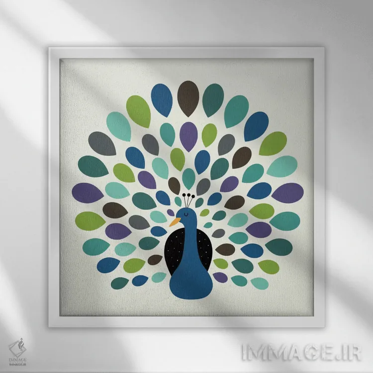 تابلو زمان طاووس اثر اندی وستفِیس - نمای قابدار سفید