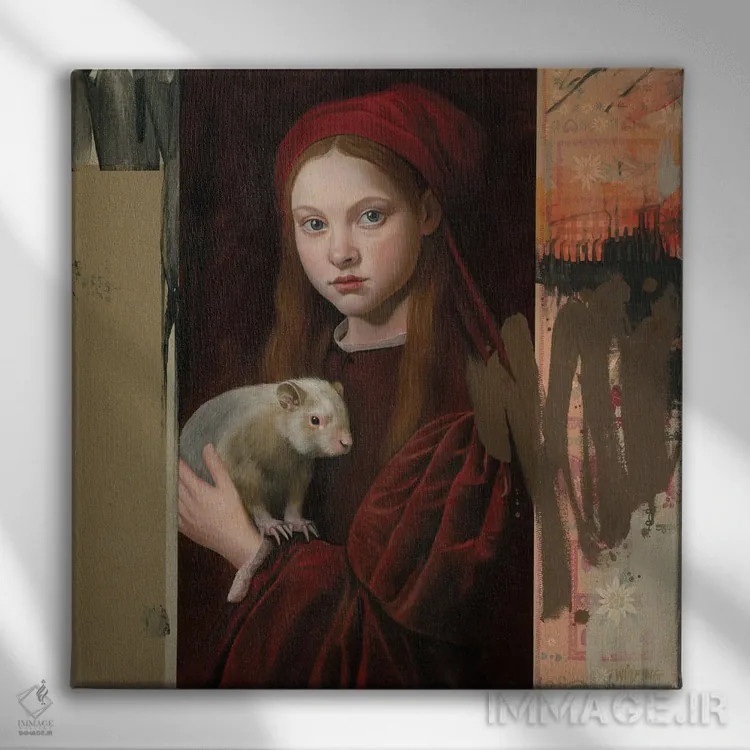 تابلو آن چیزی از حیاط پشتی اثر آنیا ولفینگ - نمای روبهرو روی دیوار