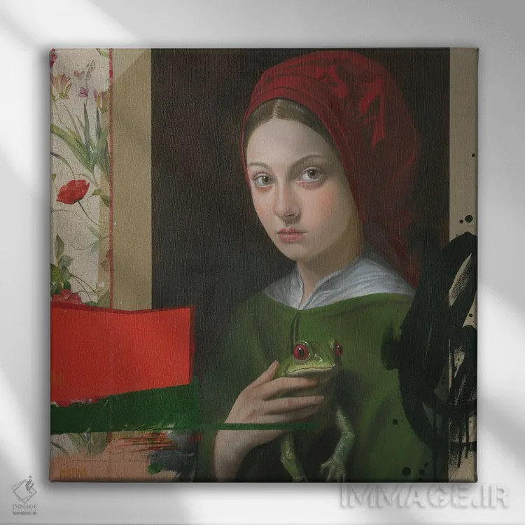 تابلو نجات رنگ سبز اثر آنیا ولفینگ - نمای روبهرو روی دیوار