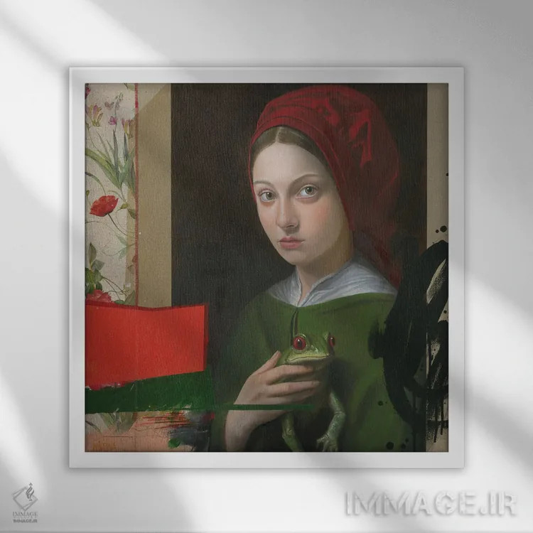 تابلو نجات رنگ سبز اثر آنیا ولفینگ - نمای قابدار سفید