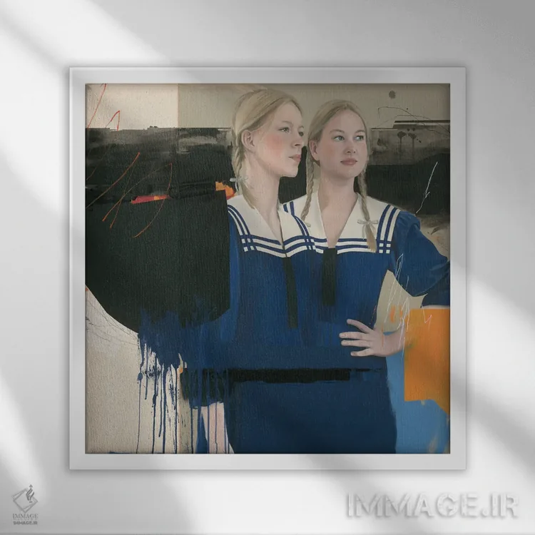 تابلو جفت روحی اثر آنیا ولفینگ - نمای قابدار سفید