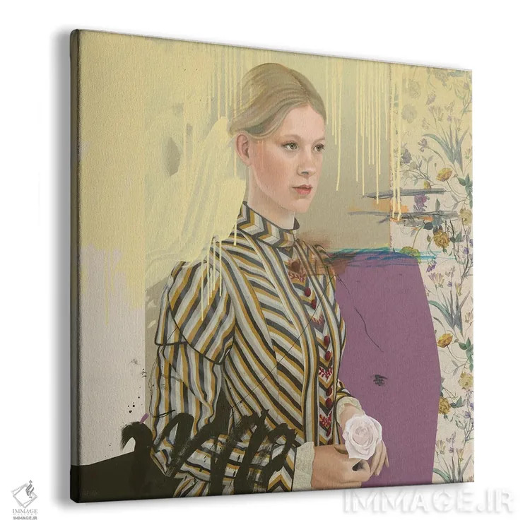 تابلو دختر با گل رز اثر آنیا ولفینگ - نمای پرسپکتیو محصول