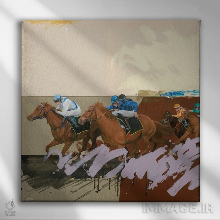 تابلو مسابقه اسبدوانی II اثر آنیا ولفینگ - نمای روبهرو روی دیوار