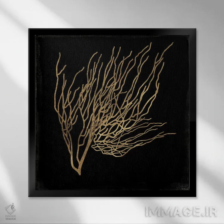 تابلو مرجان طلایی II اثر ایمی ویلسون - نمای قابدار مشکی