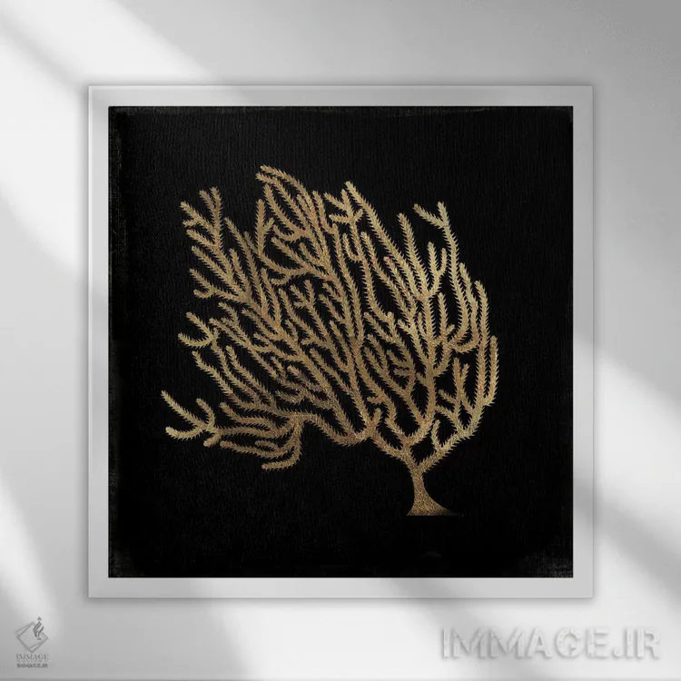 تابلو مرجان طلایی IV اثر ایمی ویلسون - نمای قابدار سفید