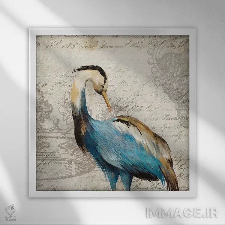 تابلو حواصیل I اثر ایمی ویلسون - نمای قابدار سفید