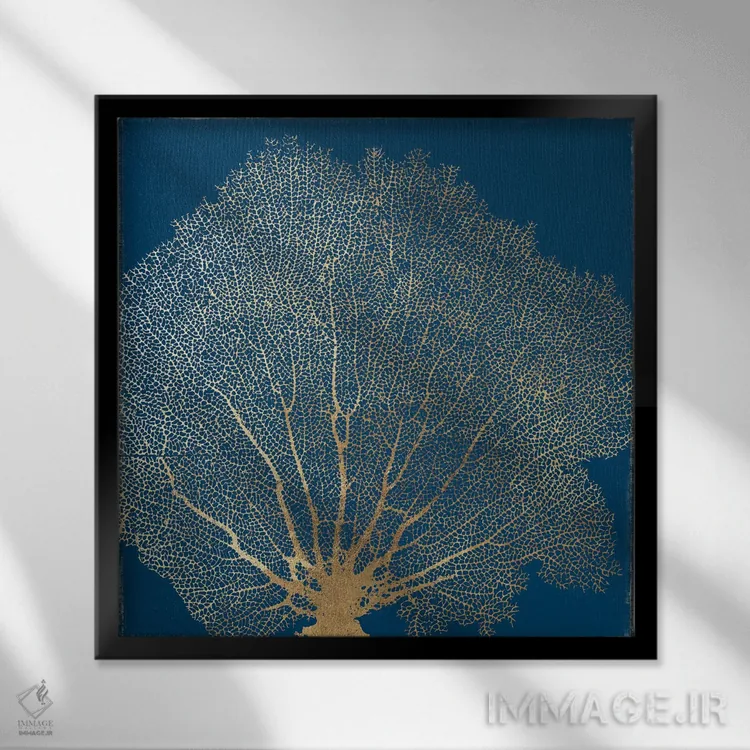 تابلو مرجان طلایی III اثر ایمی ویلسون - نمای قابدار مشکی
