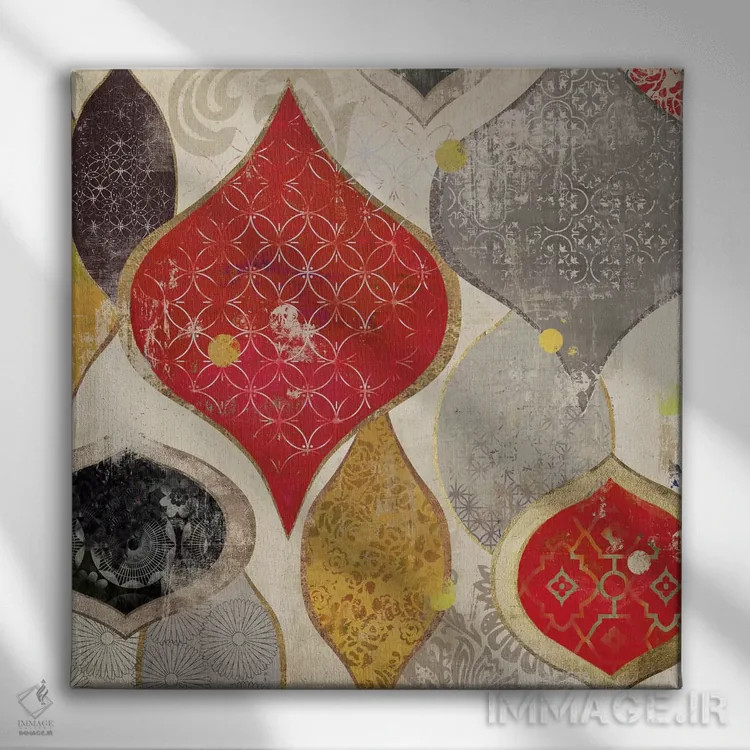 تابلو نقش قرمز I اثر ایمی ویلسون - نمای روبهرو روی دیوار