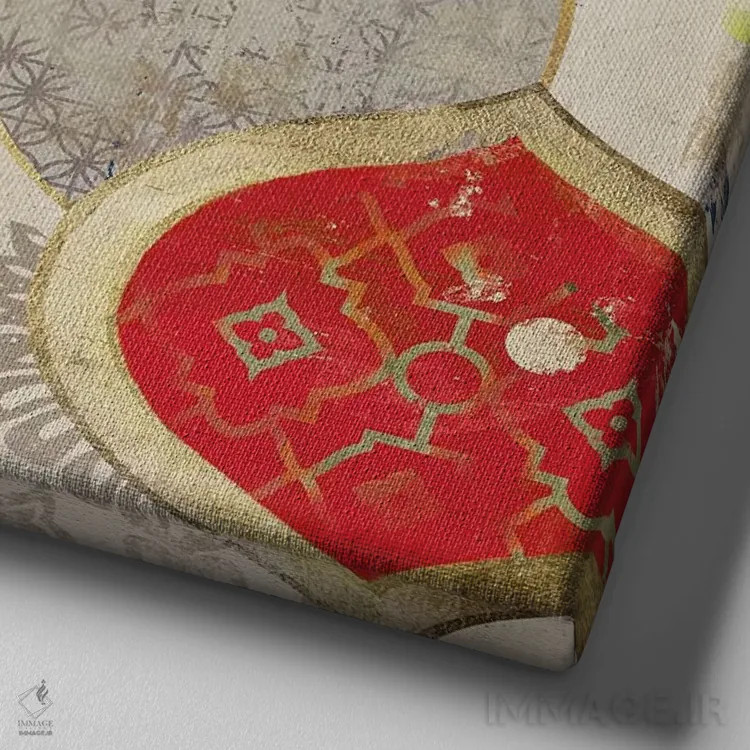 تابلو نقش قرمز I اثر ایمی ویلسون - نمای نزدیک بافت بوم