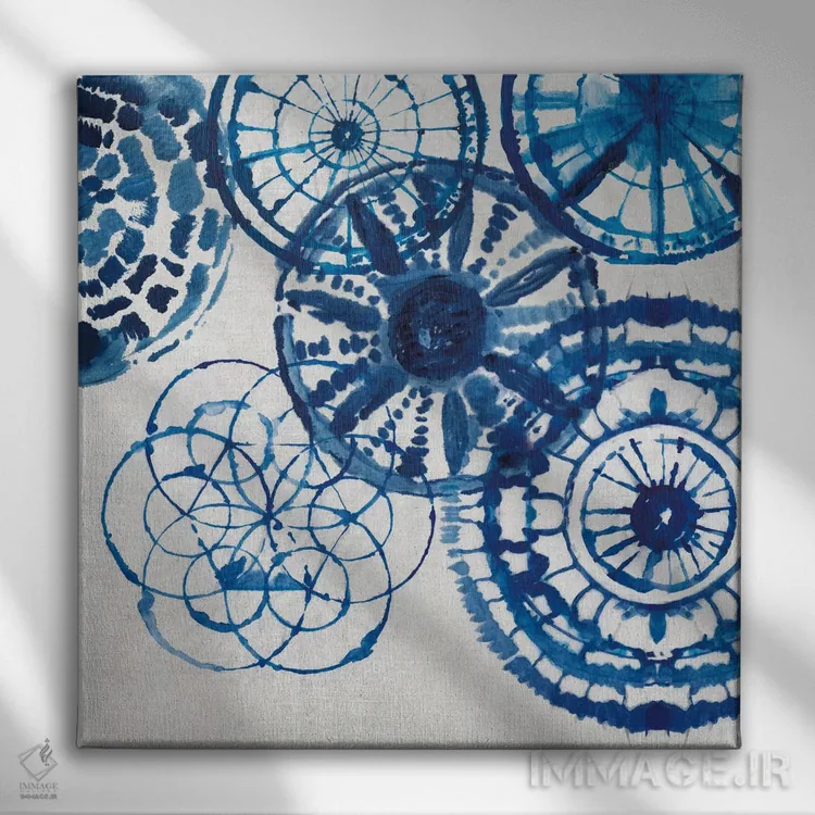 تابلو حلقههای شیبوری II (هنر پارچهبافی ژاپنی) اثر ایمی ویلسون - نمای روبهرو روی دیوار