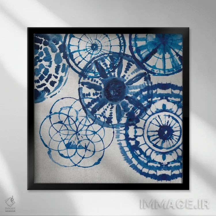 تابلو حلقههای شیبوری II (هنر پارچهبافی ژاپنی) اثر ایمی ویلسون - نمای قابدار مشکی