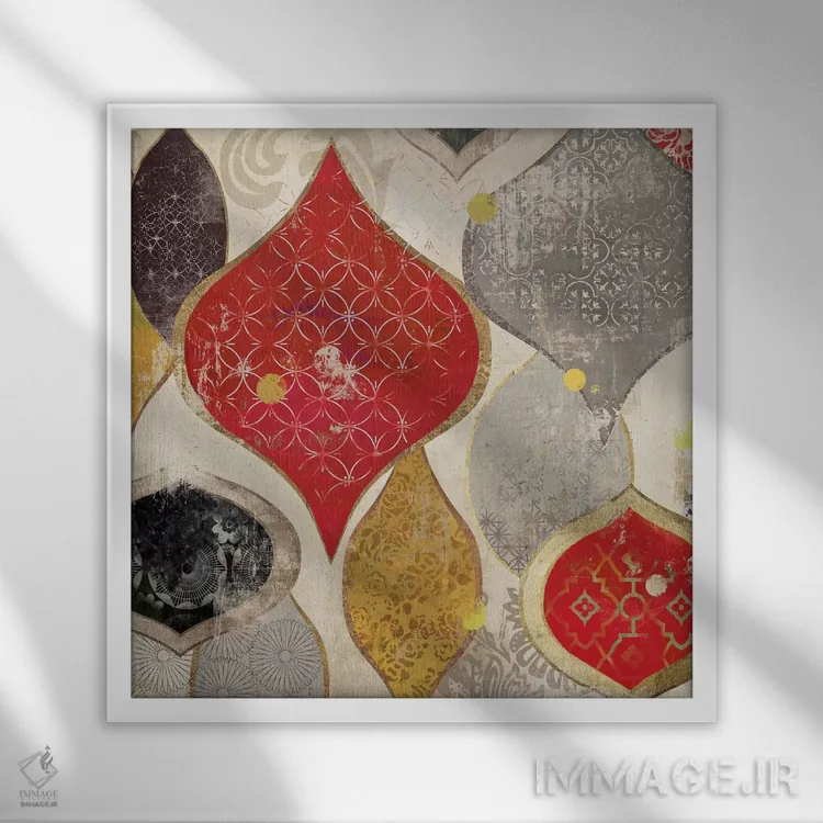 تابلو نقش قرمز I اثر ایمی ویلسون - نمای قابدار سفید