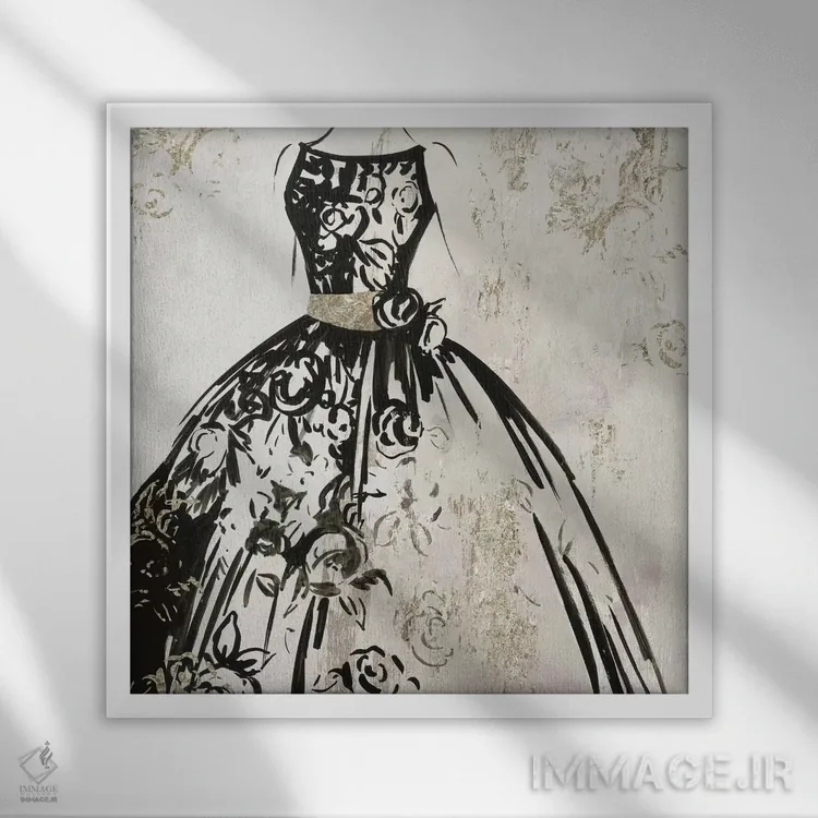 تابلو لباس با خطوط مشخص اثر ایمی ویلسون - نمای قابدار سفید