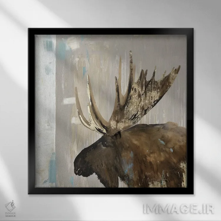 تابلو دم گوزن شمالی I اثر ایمی ویلسون - نمای قابدار مشکی