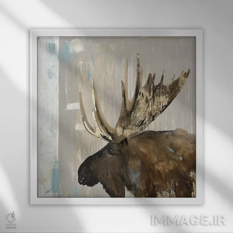 تابلو دم گوزن شمالی I اثر ایمی ویلسون - نمای قابدار سفید