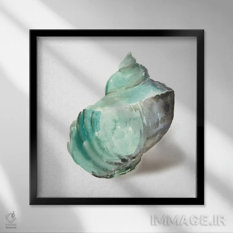 تابلو صدف در نعناعی اثر ایمی ویلسون - نمای قابدار مشکی