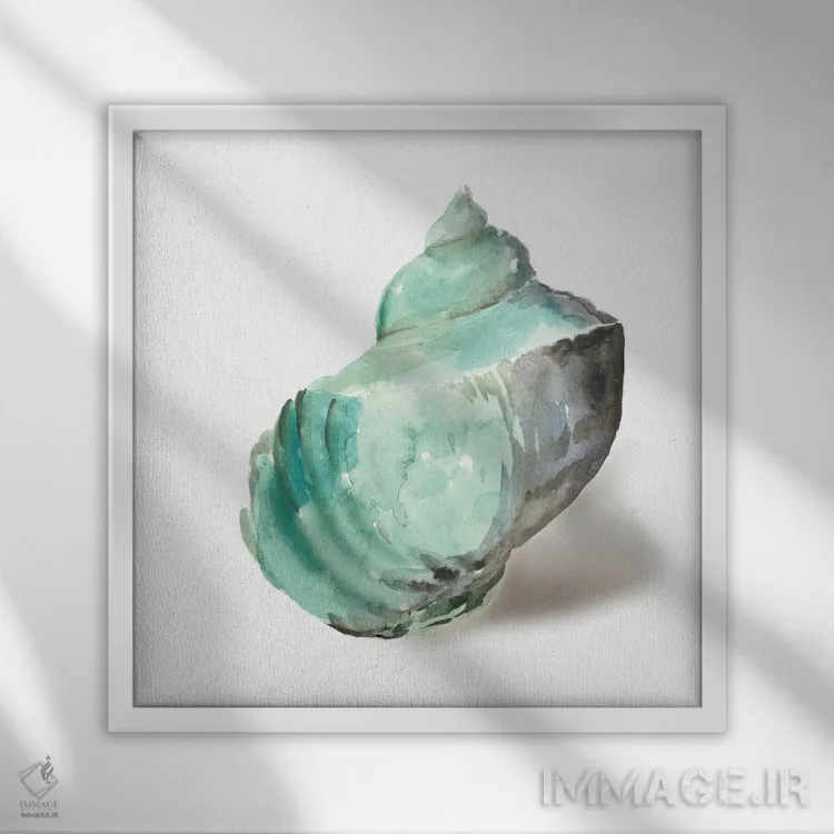 تابلو صدف در نعناعی اثر ایمی ویلسون - نمای قابدار سفید