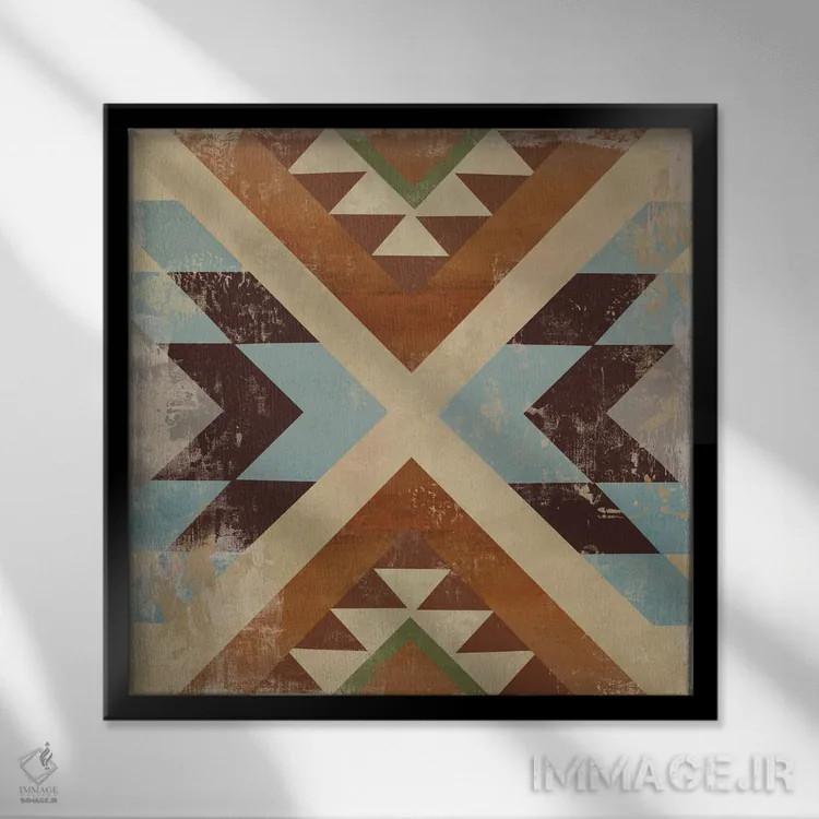 تابلو کاشی ناواهو I (بومیان آمریکا) اثر ایمی ویلسون - نمای قابدار مشکی